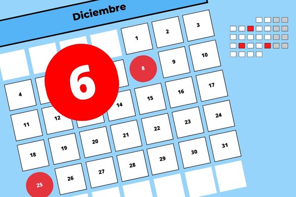 Calendario Laboral con fecha 6 de diciembre festivo nacional en España - Día de la Constitución Española