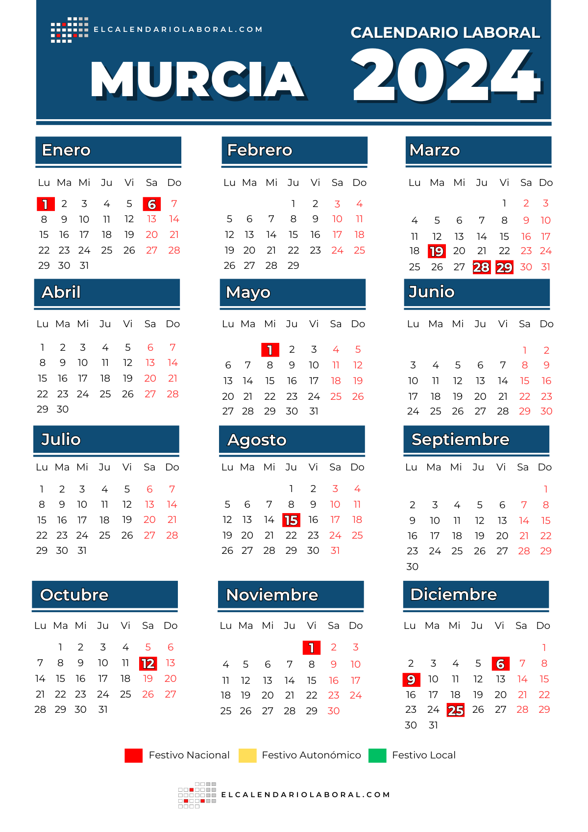 Calendario Laboral De Murcia Días Festivos Y Puentes En 2024 6679